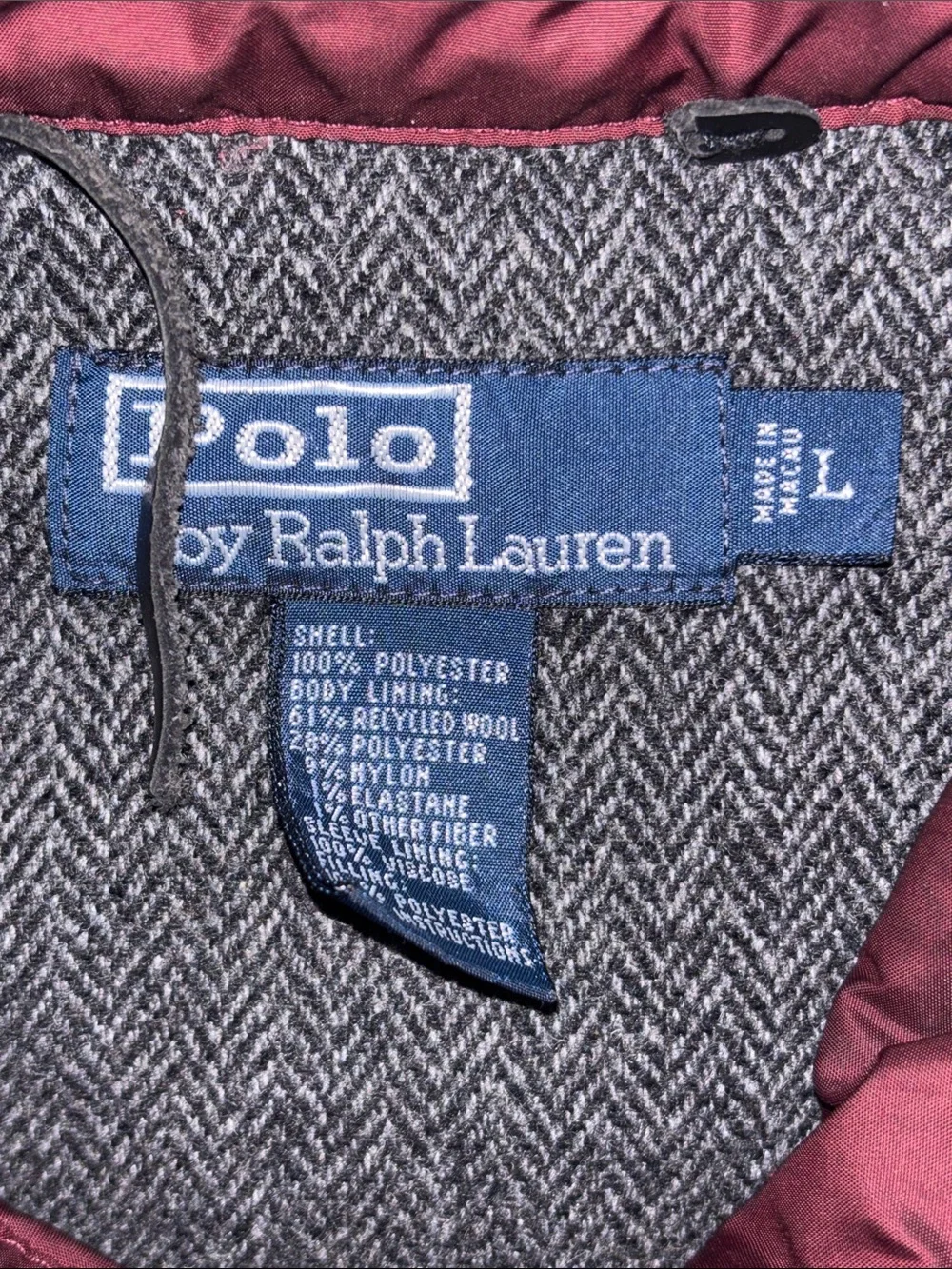Polo Ralph Lauren Quilted Jacket Size L Riding Maroon Vtg Lined Polo Barn Jacket